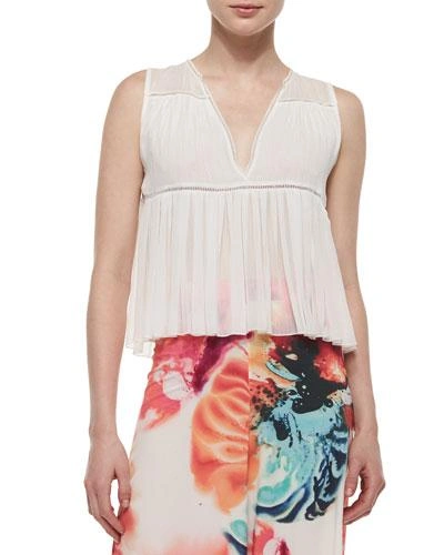 Alice And Olivia Kailyn Sleeveless Boho Blouse, White