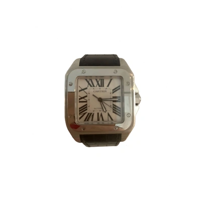 Pre-owned Cartier Santos 100 Grey Steel Watch