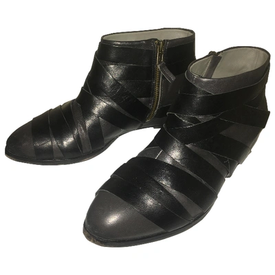 Pre-owned Finsk Leather Ankle Boots In Black