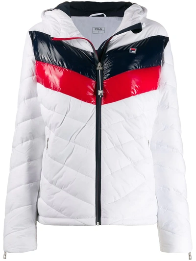 Fila Sassy Full Zip Padded Hooded Jacket In White