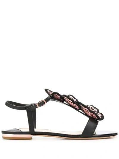 Sophia Webster Riva Butterfly Flat Leather Sandals In Black