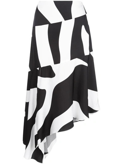 Milly Women's Abstract Zebra Print Asymmetrical Skirt In Black Multi