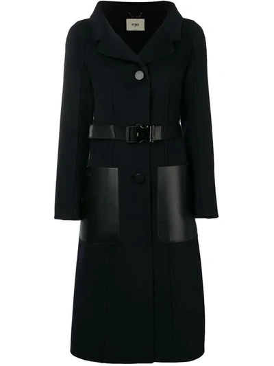 Fendi Einreihiger Mantel Mit Gürtel In Black
