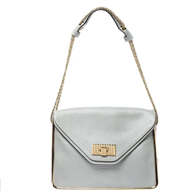 Pre-owned Chloé Pale Blue Leather Medium Sally Flap Shoulder Bag