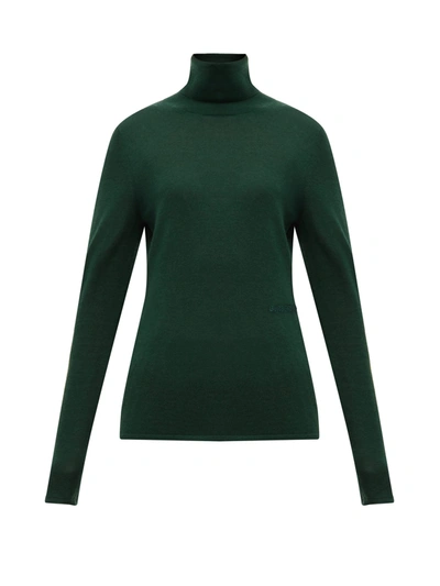 Burberry Embroidered Cashmere And Silk-blend Turtleneck Sweater In Bottle Green