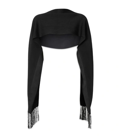 Burberry Silk Capelet With Sleeves In Black / White