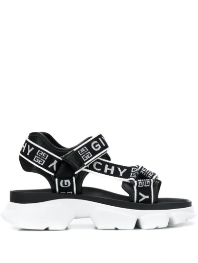 Givenchy Jaw Logo-jacquard And Perforated Faux Leather Platform Sandals In Black