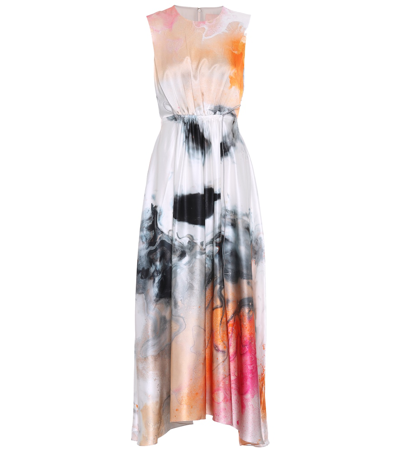 Roksanda Nysa Asymmetric Printed Silk-satin Midi Dress In Multicoloured