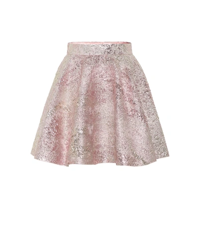 Dolce & Gabbana High-rise Jacquard Miniskirt In Pink