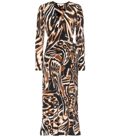 Diane Von Furstenberg Dvf Eden Silk-viscose Crepe De Chine Wrap Dress In Giraffe Large In Brown