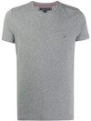Tommy Hilfiger Logo-embroidered Cotton-jersey T-shirt In Grey