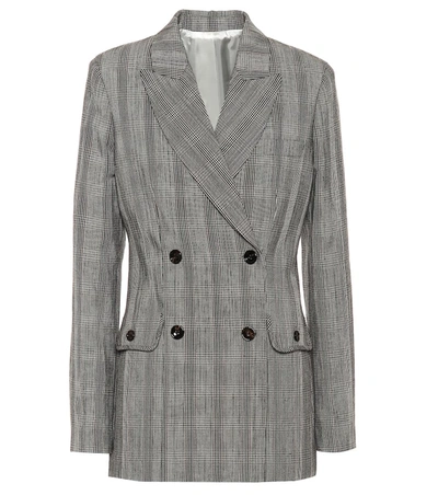 Joseph Moore Prince Of Wales Checked Cotton And Linen-blend Blazer In Neutrals