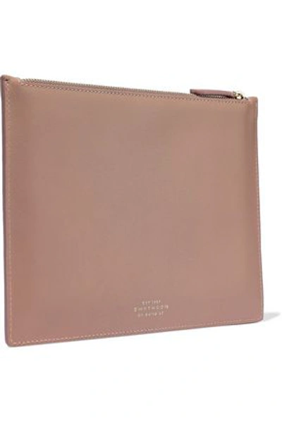 Smythson Piccadilly Perforated Leather Pouch In Antique Rose