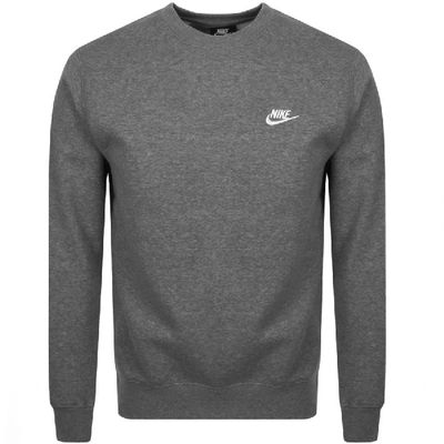 Nike Sportswear Logo-embroidered Mélange Fleece-back Cotton-blend Jersey Sweatshirt In Grey
