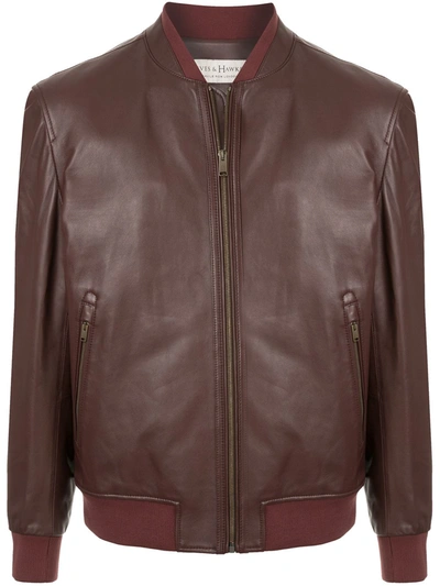 Gieves & Hawkes Leather Bomber Jacket In Red