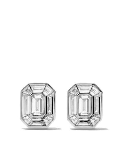As29 18kt White Gold Mye Illusion Diamond Stud Earrings In Silver
