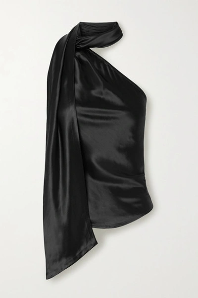 The Range Liquid Satin Convertible Scarf Neck Tank In Black