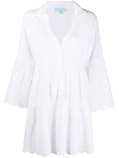 Melissa Odabash Victoria V-neck Broderie-anglaise Cotton Dress In White