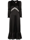 Shrimps Rosemary Crystal-fringe Silk Midi Dress In Black