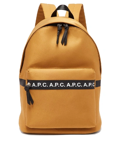 Apc Savile Logo-print Tape-trimmed Tech-canvas Backpack In Brown