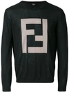 Fendi Ff Logo-intarsia Cashmere-blend Sweater In Black