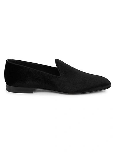 Hugo Boss Men's Glam Velvet Smoking Slippers In Black