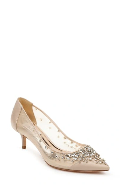 Badgley Mischka Women's Onyx Embellished Pointed-toe Pumps In Nude Satin