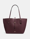 Coach Market Tote In Gold/oxblood