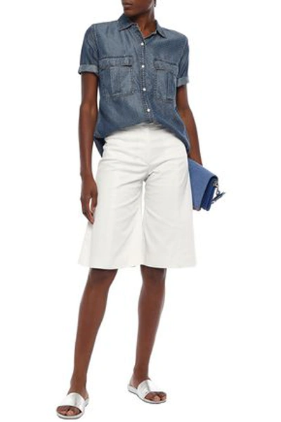 Current Elliott Polka-dot Denim Shirt In Mid Denim