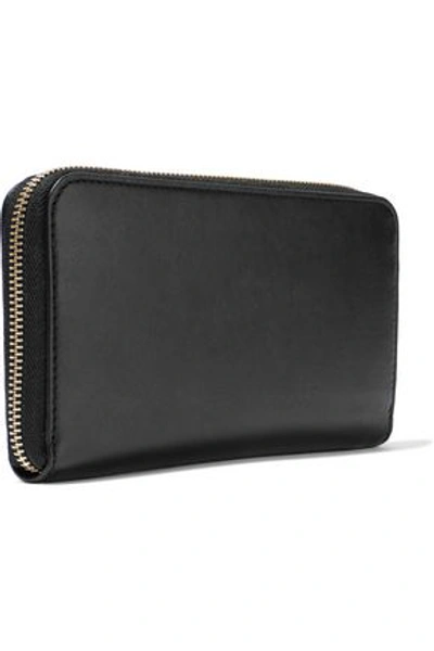 Stella Mccartney Cutout Velvet And Faux Leather Continental Wallet In Nero