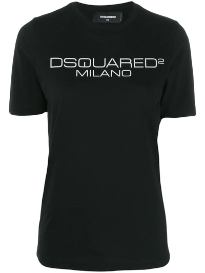 Dsquared2 Logo Printed Cotton Jersey T-shirt In Black