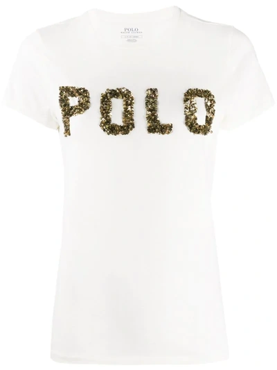 Polo Ralph Lauren Embellished Logo T-shirt In White