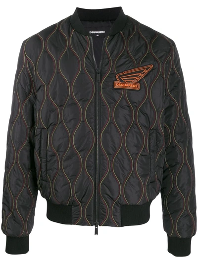 Dsquared2 Embroidered Bomber Jacket In Black