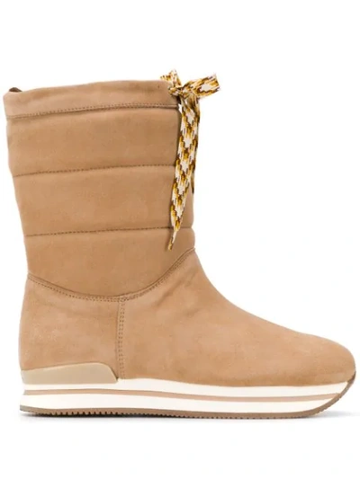 Hogan Shearling Lining Boots In Neutrals