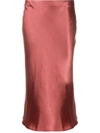 Vince Low-waist Satin Midi Skirt In Pink