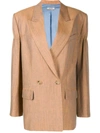 Nina Ricci Linen & Wool Double Breasted Jacket In Tan