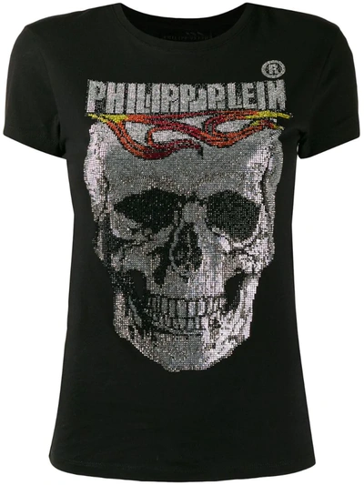 Philipp Plein Flame Printed T-shirt In Black