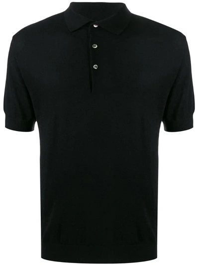 N•peal Fine Gauge Polo Shirt In Black