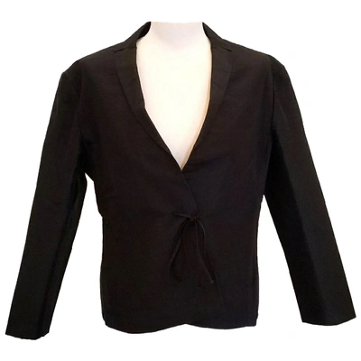 Pre-owned Genny Linen Short Vest In Black