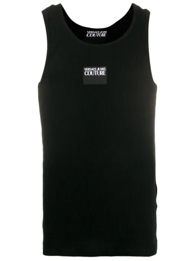 Versace Jeans Couture Logo Patch Tank Top In Black