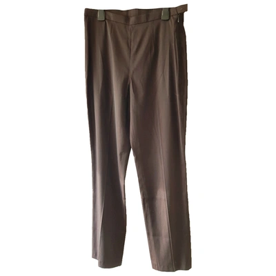 Pre-owned Marc Cain Wool Straight Pants In Brown