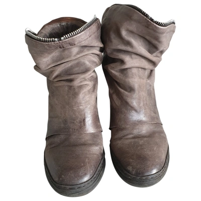 Pre-owned As98 Leather Ankle Boots In Brown