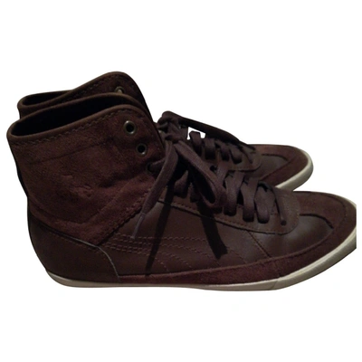 Pre-owned Puma Leather Trainers In Brown