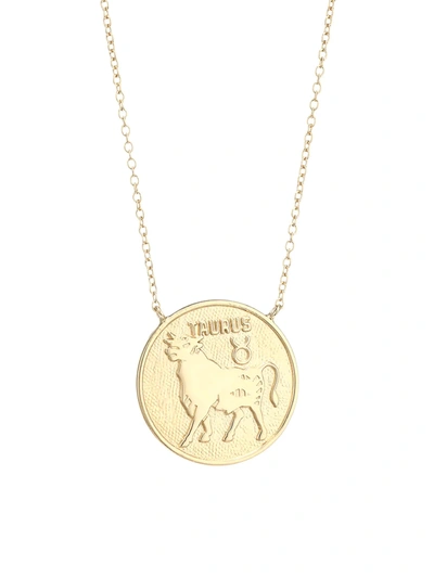 Jennifer Zeuner Jewelry Sylas 14k Gold Vermeil Taurus Medallion Necklace In Yellow Goldtone