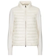Moncler White Cotton And Nylon Tricot Cardigan With Logo