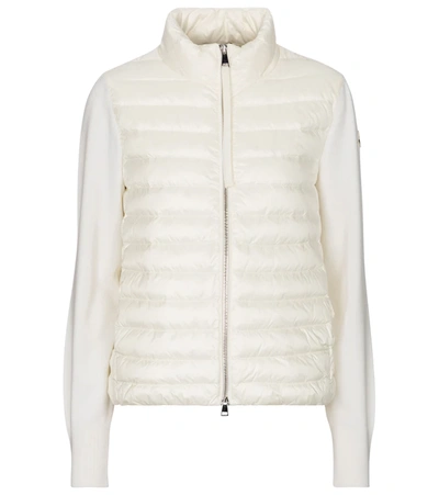 Moncler White Cotton And Nylon Tricot Cardigan With Logo