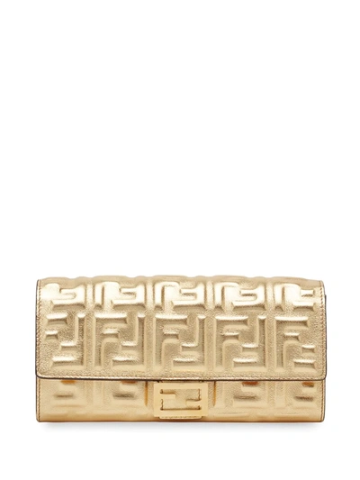 Fendi Baguette Continental Wallet In Gold