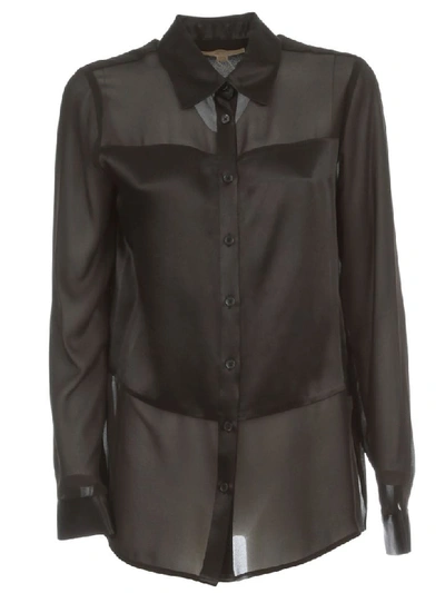 Michael Michael Kors Combo Sateen Shirt L/s Viscose In Black