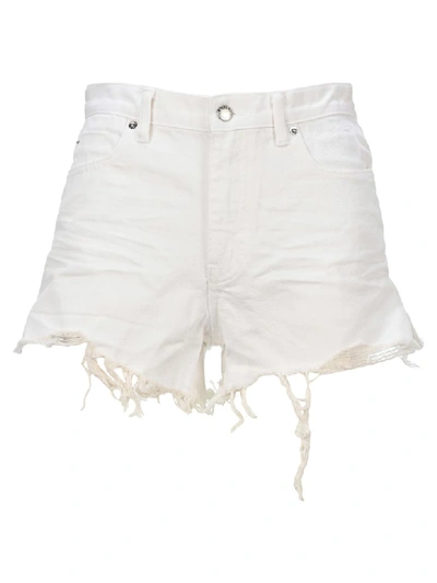 Alexander Wang T T By Alexander Wang Frayed Edges Shorts In White