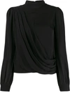 Michael Michael Kors Silk Blouse With Draping Detail In Black